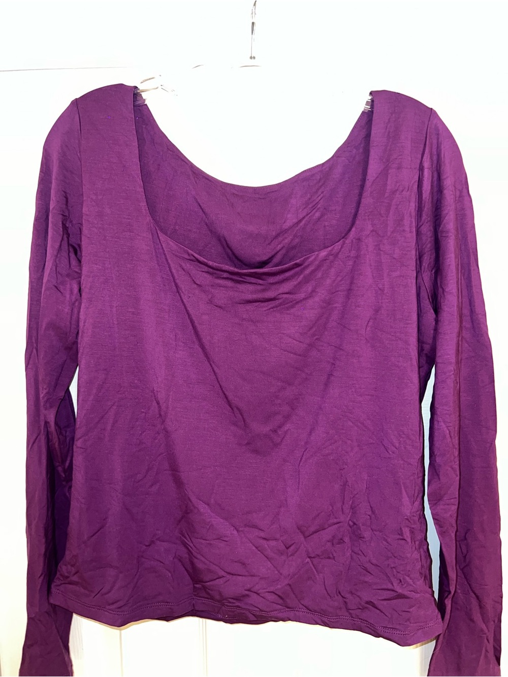 Purple Long-Sleeve Scoop Neck Top